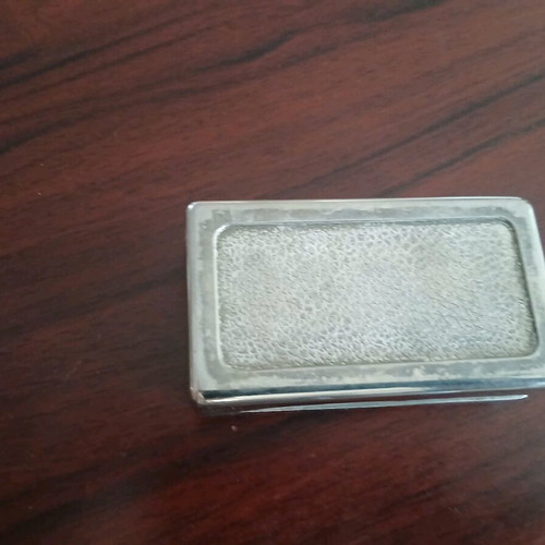 Miniature jewelry box used, silver with velvet interior