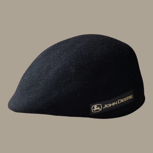John Deere men's wool flat cap, black