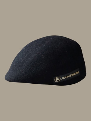 John Deere men's wool flat cap, black