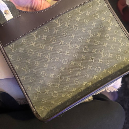Louis Vuitton Kathleen cloth handbag FL1004 like new green