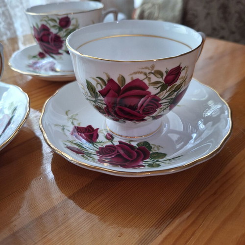 Colclough bone china coffee sets like new with cake plates, pack of three