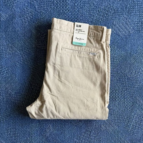 Pepe Jeans Slim Chino pants new, beige, men's size M