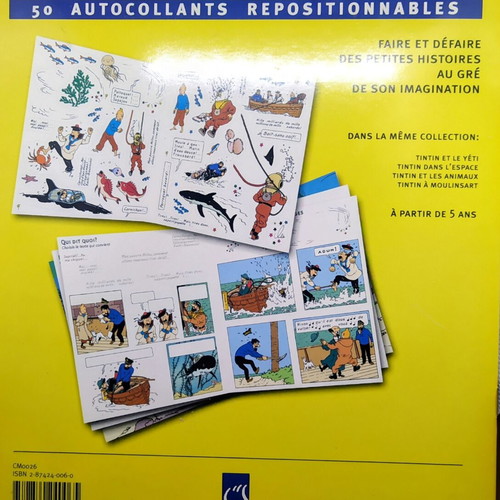 Tintin en mer collectible activity book with repositionable stickers