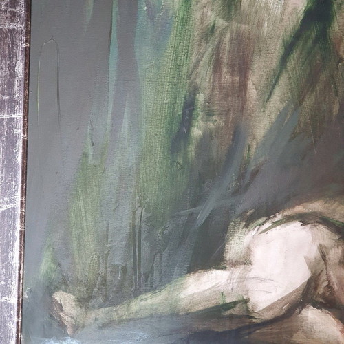 Painting by Eleni Mantzopoulou new with sleeping female figure