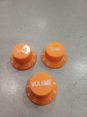 Guitar potentiometer knobs set of 3 orange new