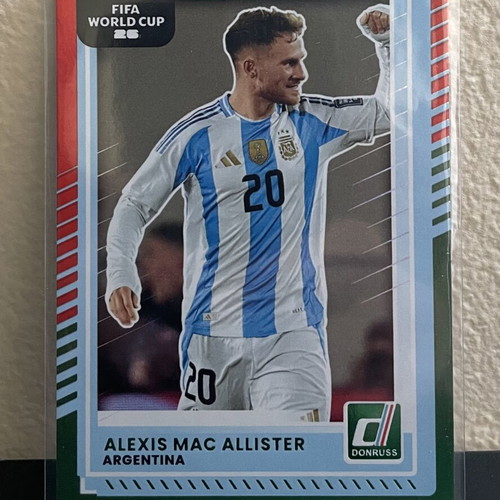 2025-26 Panini Donruss Road to World Cup Parallel Red and Green Alexis Mac Allister card like new