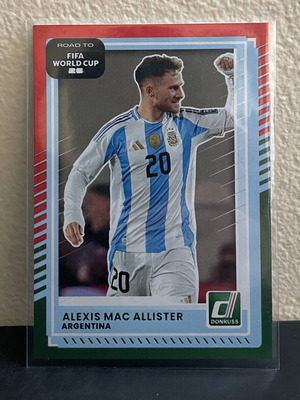 2025-26 Panini Donruss Road to World Cup Parallel Red and Green Alexis Mac Allister card like new