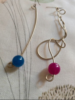 Handmade earrings like new, multicolored