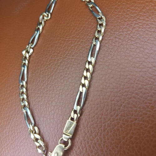 14K Figaro gold bracelet two-tone 24cm Fa Cad'oro like new