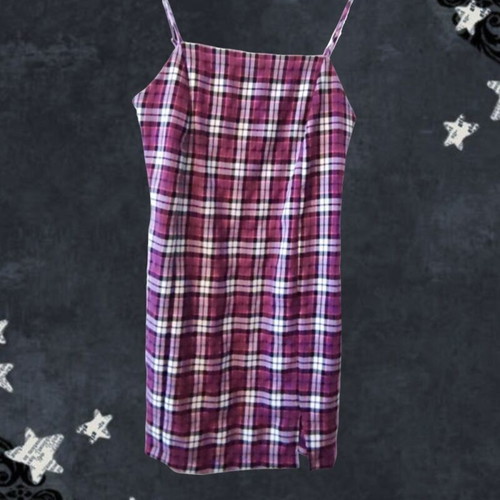 Purple plaid mini dress Bershka new, size Small