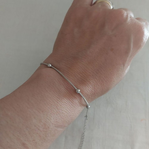 Bracelet from stainless steel like new, length 17+5 cm, silver