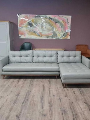 Dwell Albi gray leather corner sofa new