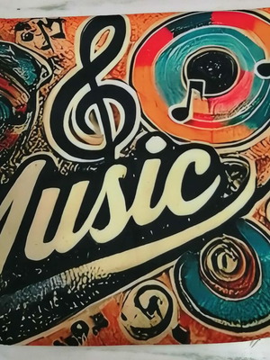 Decorative pillowcase Music 40x40 cm, new, velvet material