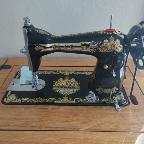 Elco Vintage Sewing Machine in Wooden Console used