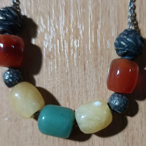 Handmade Worry Beads used with Multicolored Beads and Metal Chain
