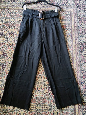 Linen paperbag pants H&M like new, black, size 38