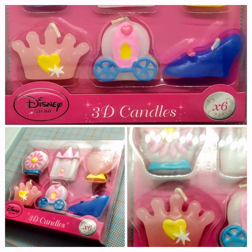 6 3D Cinderella birthday candles from Disney Store