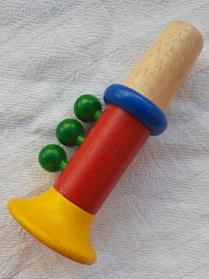 Wooden children's musical instrument used, 12 cm length