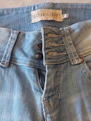 Bershka women's denim pants like new, small 36, blue turquoise
