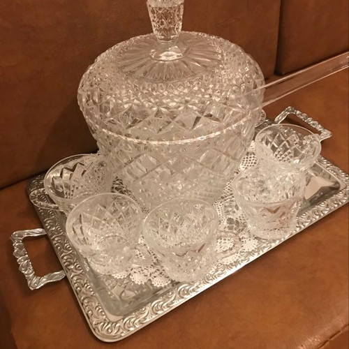 Crystal Fruit Punch Set with 6 Small Cups