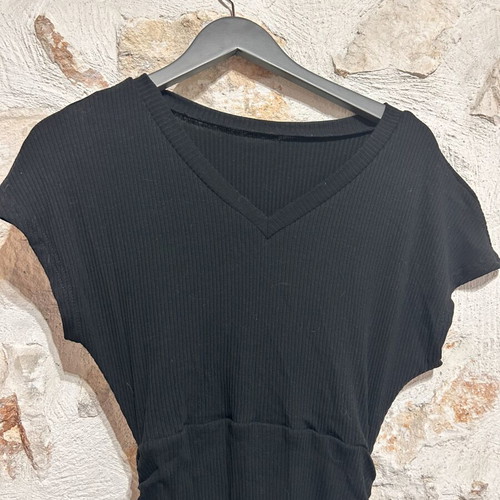 Shein Black Ruched Maxi Dress Size M UK 10 Like New