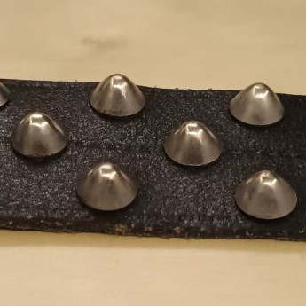 Leather belt with studs used, black, size 90, 1985