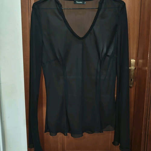 Toi&Moi transparent long-sleeve top like new, black, size L