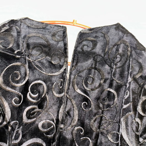 Vintage black devoré velvet dress 60s/70s, custom made, collectible