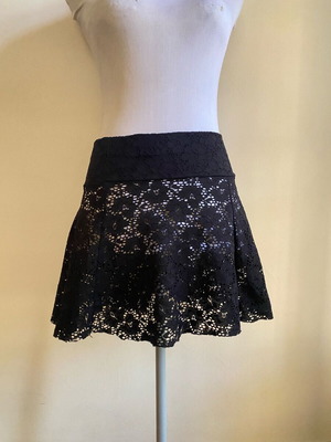 Black lace mini skirt