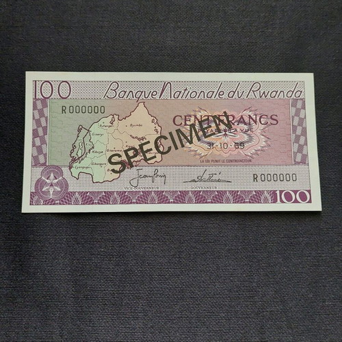 Rwanda 100 Amafranga 1969 specimen banknote new