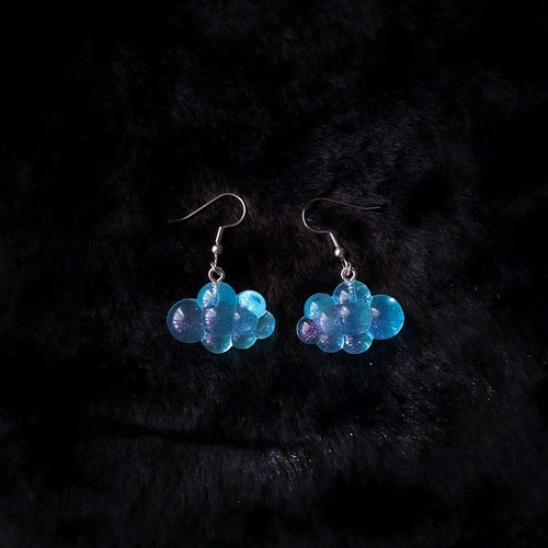 Blue cloud earrings new, stainless steel hooks