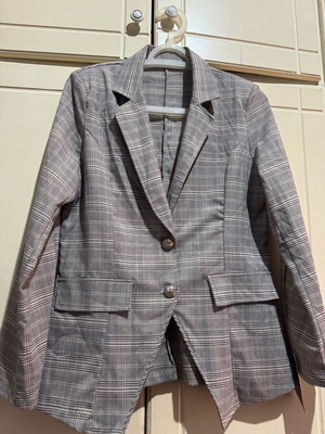 Women's checked jacket in gray shades new, size S/M