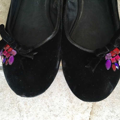 Velvet ballerinas like new, black, size 38