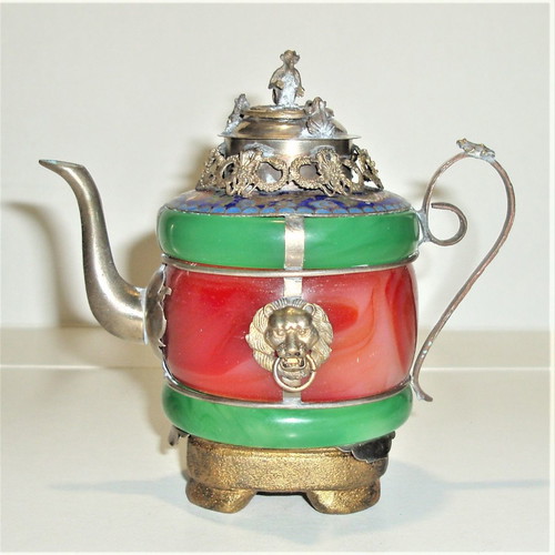Teapot old porcelain and nephrite used, Asian art