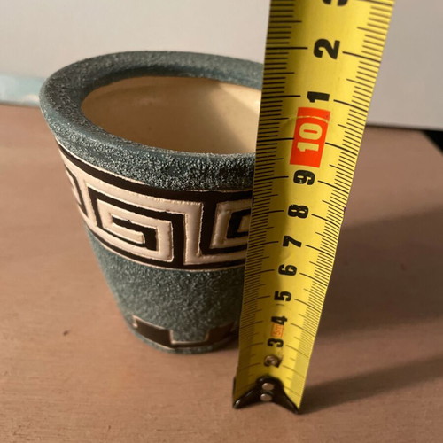 Ceramic small flowerpot Meander with design 9.5x9.5 new