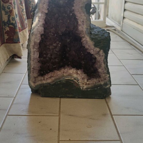 Amethyst Geode new with calcite crystal from Brazil
