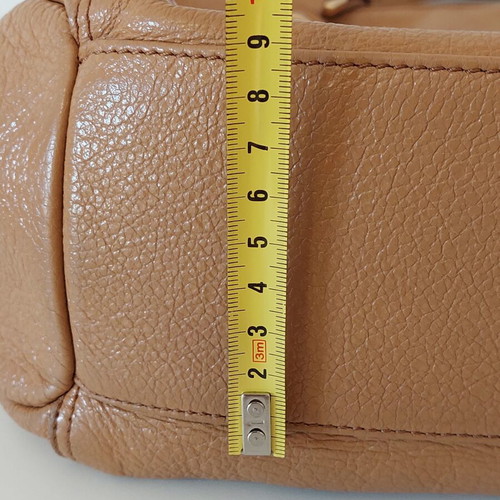 Nicoli leather women's handbag used, beige, large size