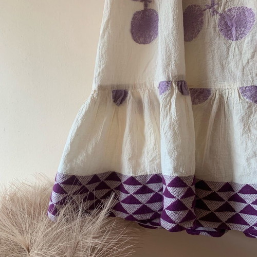 Pearl and Caviar Boho Dress new, 100% cotton with lilac details