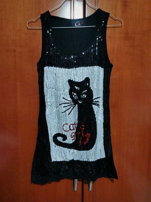 Μπλούζα μαύρη με παγιέτες, σαν καινούργια, one size