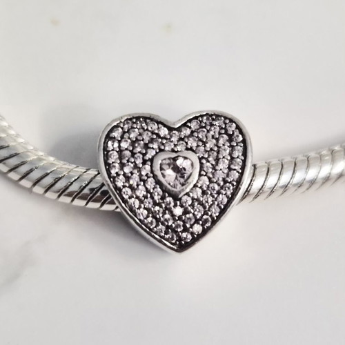 Pandora Charm Sparkling Pink Heart silver 925, new