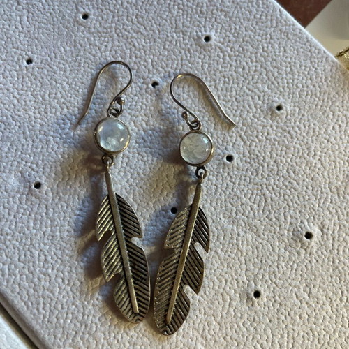 Handmade silver earrings with moonstone like new