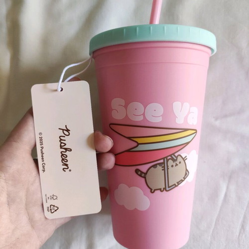 Pusheen cup with straw new