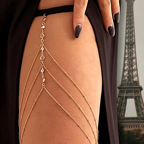 Thigh jewelry new with chains and crystals gold color