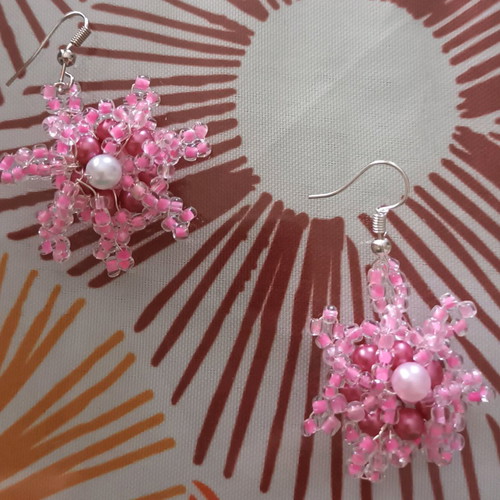 Handmade earrings like new, pink pair