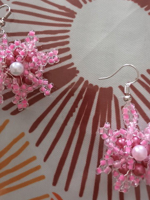 Handmade earrings like new, pink pair