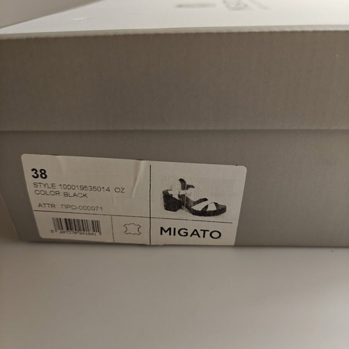 Migato black sandals with thick stable heel size 38 new