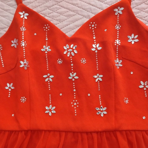 Shein midi dress red like new with tulle and crystals