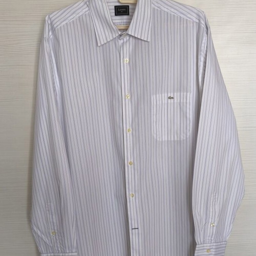 Lacoste men's dress shirt like new, size XL, white with blue and lilac stripes