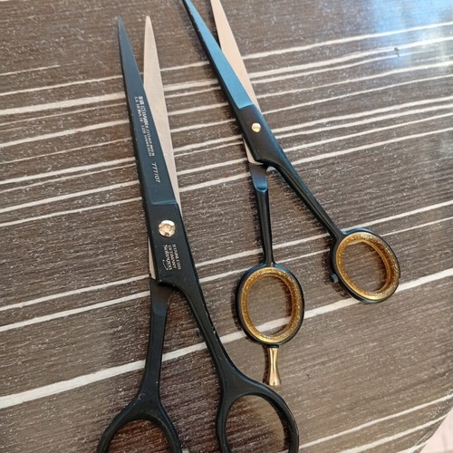 Solingen haircutting scissors, new set of two