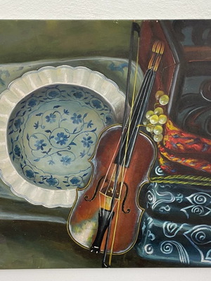 Ελαιογραφία σε τελάρο με βιολί 50x60 cm